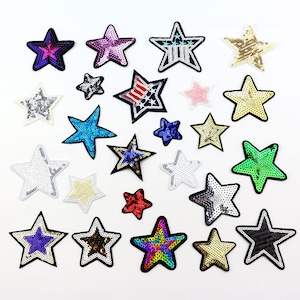 Colorful Stars Sequined Applique Patch,Paillette Patch,Sequins Star Patch Supplies for Coat,T-Shirt,Costume Decoration Patches
