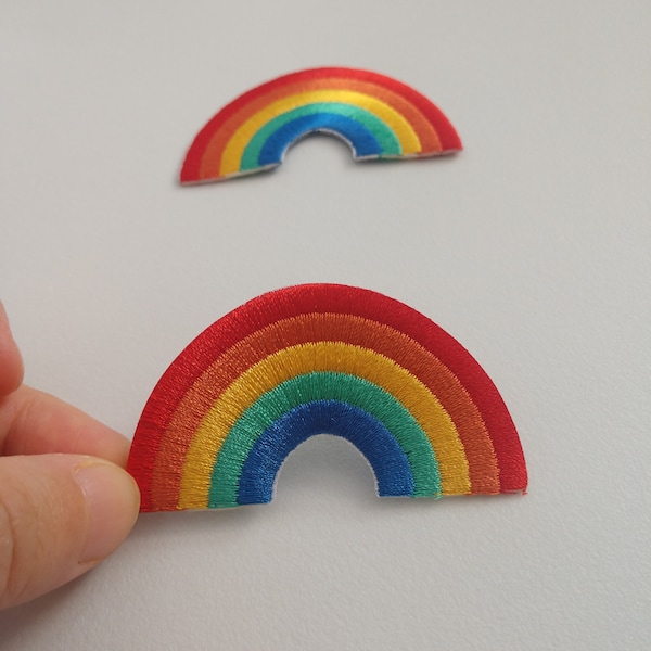 2 Pieces Rainbow Embroidered Iron On Appliques Patch,Rainbows Iron On Patch for Clothing or Dress,Decoration Embroidery Iron On Patches