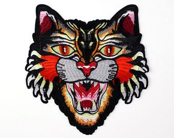 Delicato patch applique ricamato testa tigre, ricamo tiger patch per t-shirt, jeans o cappotto decorativo ricamo applicazioni patch