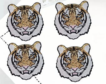 Tiger Sequined Applique Patch,Paillette Patch,Sequins Titger Patch Supplies for Coat,T-Shirt,Costume Decoration Appliques Patches