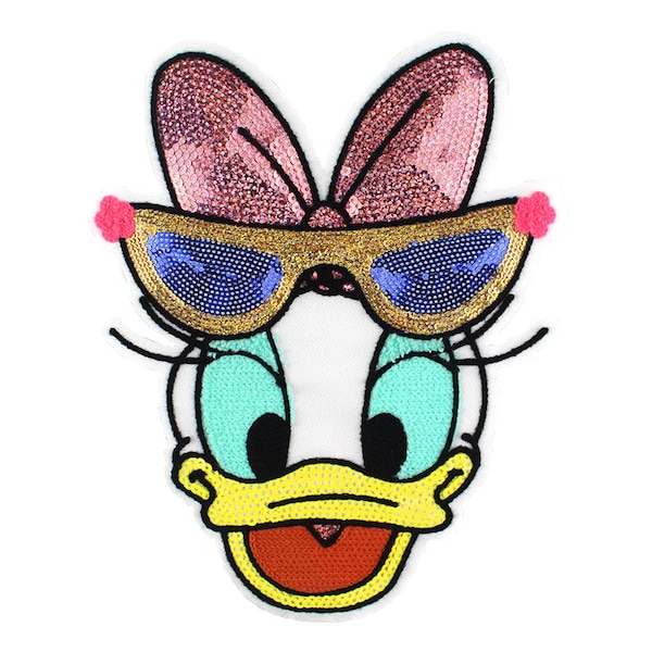 Donald Duck Cartoon Sequined Applique Patch,Sequins Embroidery Cartoon Patch Supplies for Coat,T-Shirt,Jeans Decorative Appliques Patches