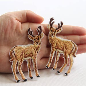 Ein Paar von Hirschen Stickerei Eisen auf Applikation Patch, gestickt Patch Zubehör für Mantel, T-Shirt, Jeans, dekorative Aufnäher