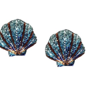 A Pair of Shell Applique Patches,Paillette Patch,Sequin Shells Patch Supplies for Clothing or Dress,Embroidery Sequins Appliques Patches