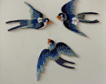 Delicate Birds Embroidery Iron on Applique Patch,Embroidered Birds Patch Supplies for Coat,T-shirt or Jeans Decorative Appliques Patches