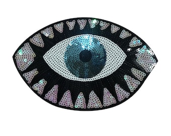 Eye Sequined Applique Patch,Paillette Patch,Sequins Eye Patch Supplies for Coat,T-Shirt,Costume Decorative Appliques Patches