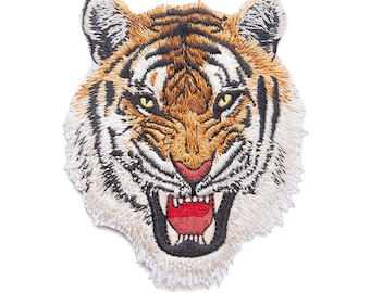 Delicate Tiger Head Iron on Embroidered Applique Patch,Vintage Tiger Patches for Clothing or Dress,Decorative Embroidery Iron on Appliques