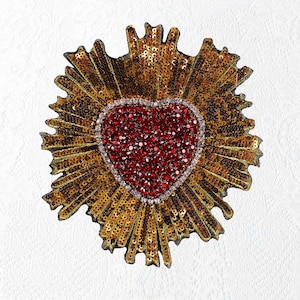 Delicate Embroidery Heart Sequined Beaded Applique Patch,Diamond Heart Patch Supplies for Coat,T-Shirt,Costume Decorative Applique Patches