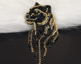 Leopard Embroidery Rhinestone Sequined Applique Patch,Beaded Leopard Patch Supplies for Coat,T-Shirt,Clothing Decorative Applique Patch