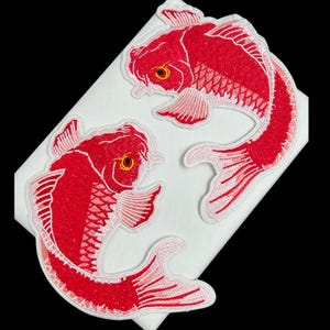 A Pair of Embroidery Goldfish Iron on Applique Patch,Embroidered Fish Patch Supplies for Coat,T-shirt or Jeans Decorative Appliques Patches