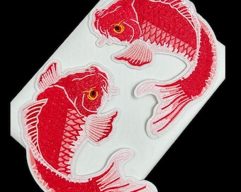 A Pair of Embroidery Goldfish Iron on Applique Patch,Embroidered Fish Patch Supplies for Coat,T-shirt or Jeans Decorative Appliques Patches