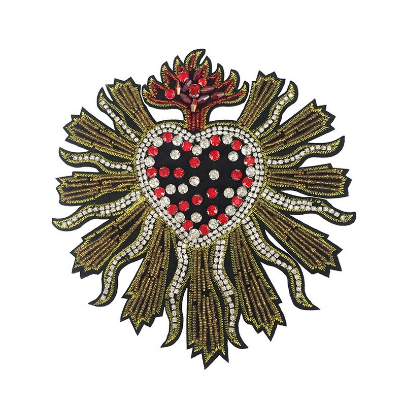 Heart Embroidery Rhinestone Sequined Applique Patch,beaded Diamond ...