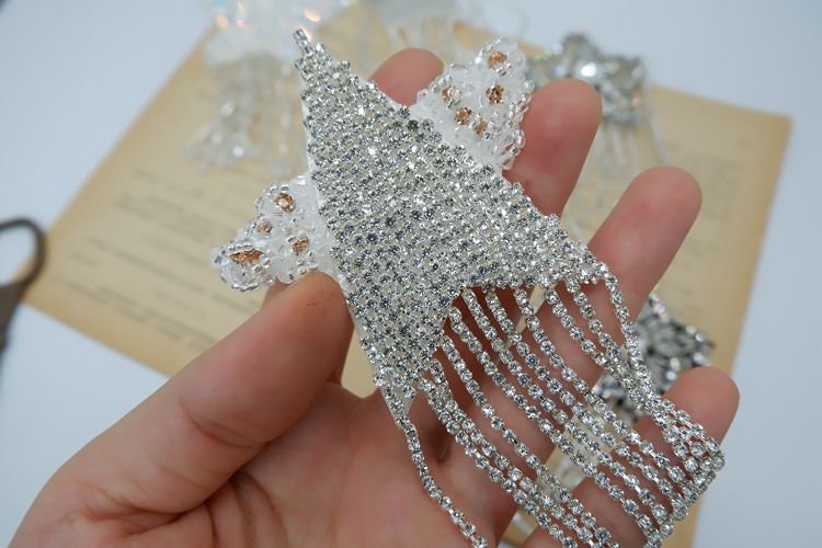 Delicate Embroidery Beaded Star Applique PatchRhinestone Etsy