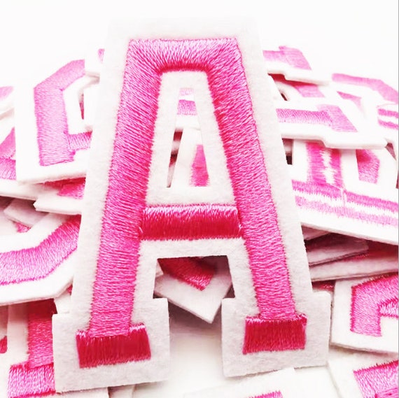 Pink Embroidered Iron on Letters Applique Patch,iron on Name Letters Patch  for T-shirt or Coat,decoration Embroidery Iron on Patches 