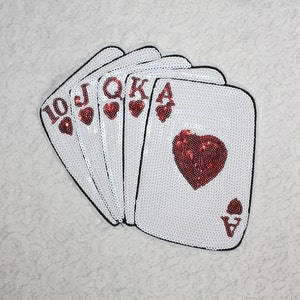 Appliqué speelkaart lovertjes, paillettenpatch, pailletten patch Benodigdheden voor jas, T-shirt, kostuumdecoratieflarden