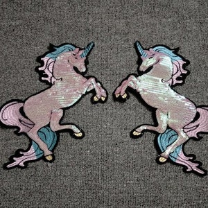 A Pair Horse Sequined Applique Patch,Paillette Patch,Sequins Horse Patch Supplies for Coat,T-Shirt,Costume Decorative Appliques Patches