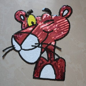 Cartoon Panther Sequined Applique Patch,Paillette Patch,Sequins Cartoon Patch Supplies for Coat,T-Shirt,Costume Decorative Appliques Patches