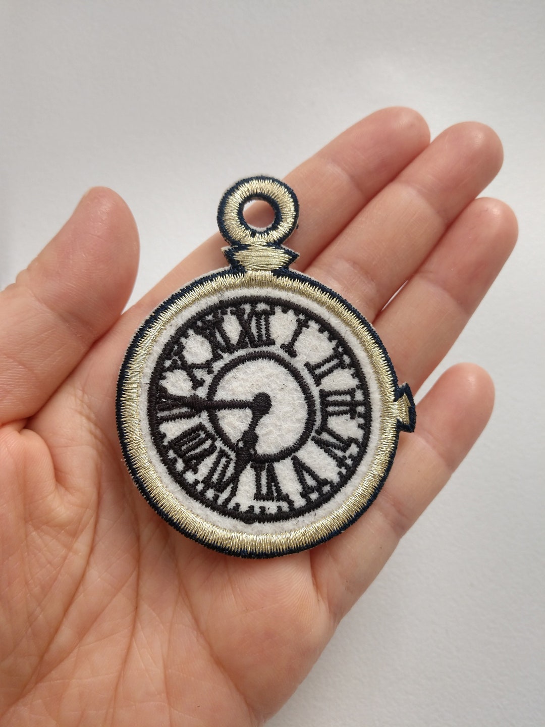 Clock Embroidered Iron on Applique Patch,embroidery Clock Patch for T ...