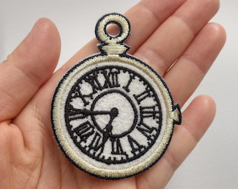 Uhr gesticktes Eisen auf Applikation Patch, Stickerei Uhr Patch für T-Shirt, Jeans Dekoration Stickerei Eisen auf Applikation Patch