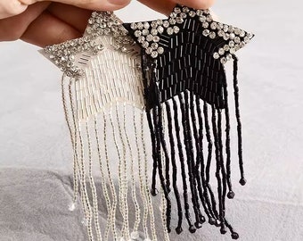 Delicate Fringed Star Embroidery Rhinestone Applique Patch,Beaded Star Patch Supplies for Coat,T-Shirt,Costume Decorative Applique Patches