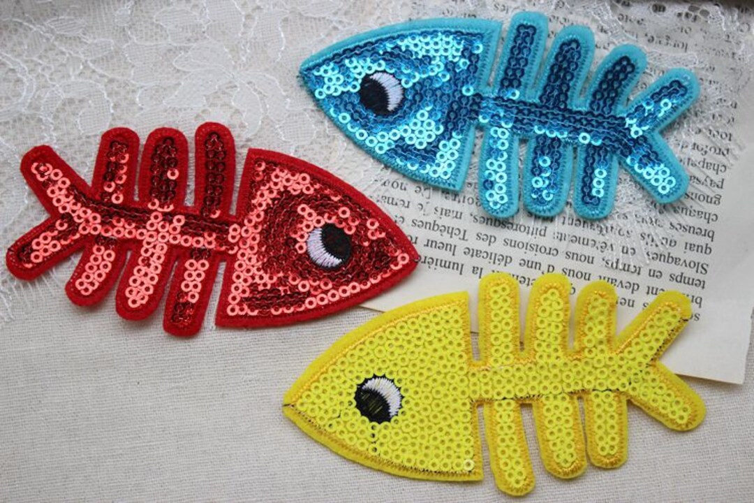 Fishbone Sequined Applique Patch,paillette Patch,sequins Patch Supplies ...