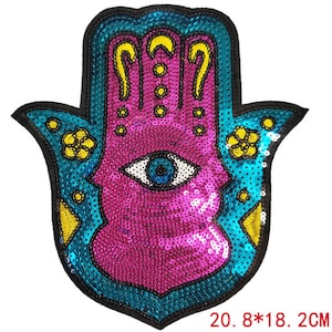 Colorful Hand Sequined Iron on Applique Patch,Sequins Eye Patch Supplies for Coat,T-Shirt,Jeans Decorative Iron on Appliques Patches