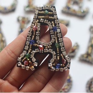 Delicate Embroidery Beaded Letters Sequined Applique Patch,Alphabet Patch Supplies for Coat,T-Shirt,Clothing Decorative Appliques Patches