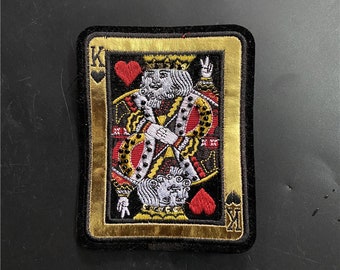 Playing Card Embroidered Beaded Applique Patch,Embroidery Playing Card Patch for Clothing or T-shirt,Decorative Embroidery Appliques Patches