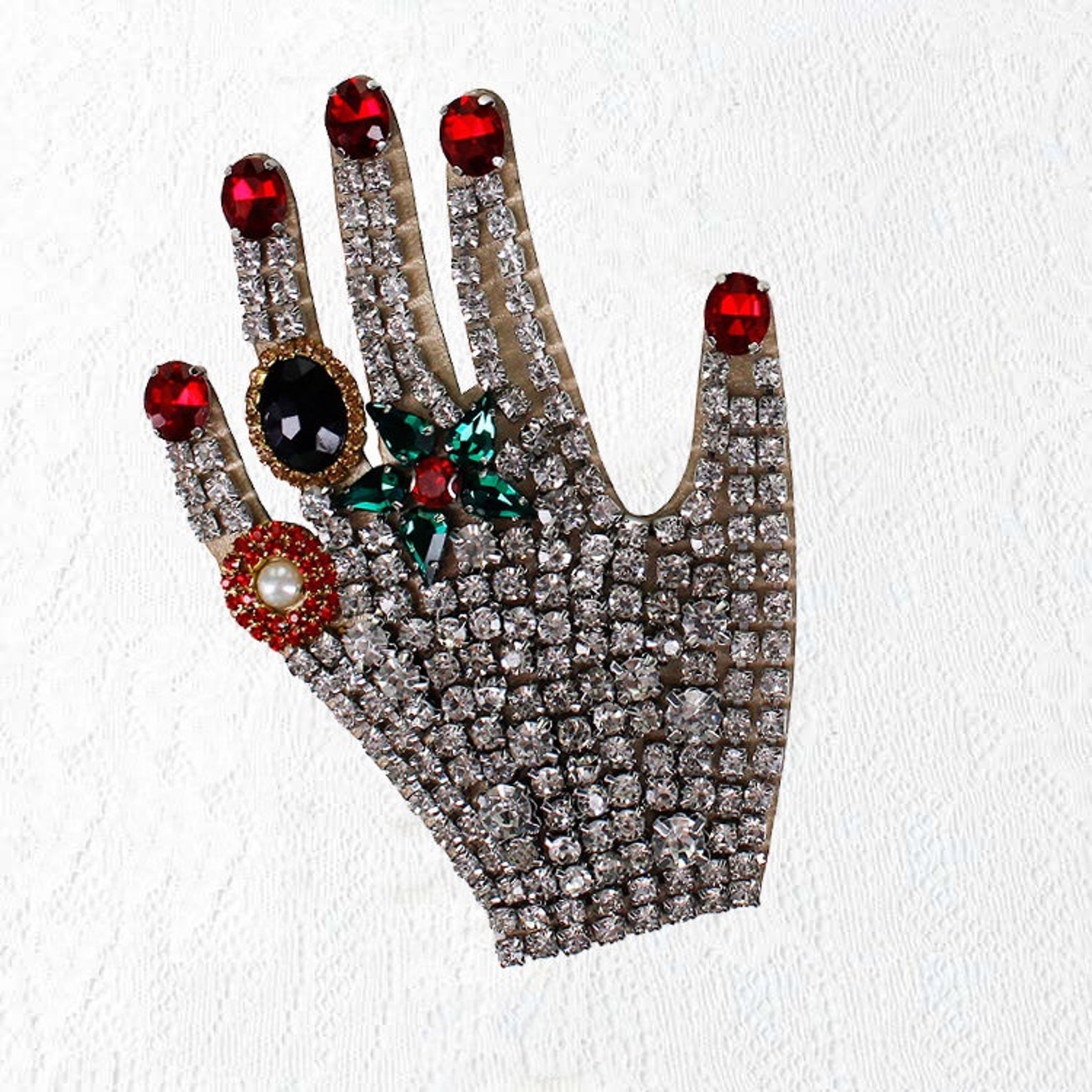 A Pair of Embroidery Rhinestone Hand Sequined Applique Etsy