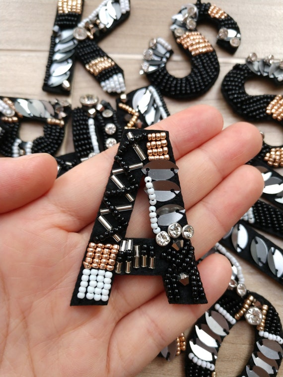 Parche de apliques de lentejuelas con letras con cuentas de bordado delicado suministros de parche del alfabeto para abrigo camiseta parches de apliques decorativos para ropa Etsy Espana