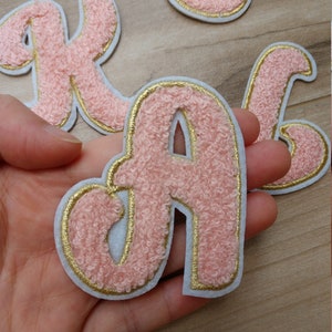 Pink Embroidery Iron on Letters Applique Patch,Iron On Name Letters Patch for T-Shirt,Coat Decorative Embroidered Patches (6 colors)