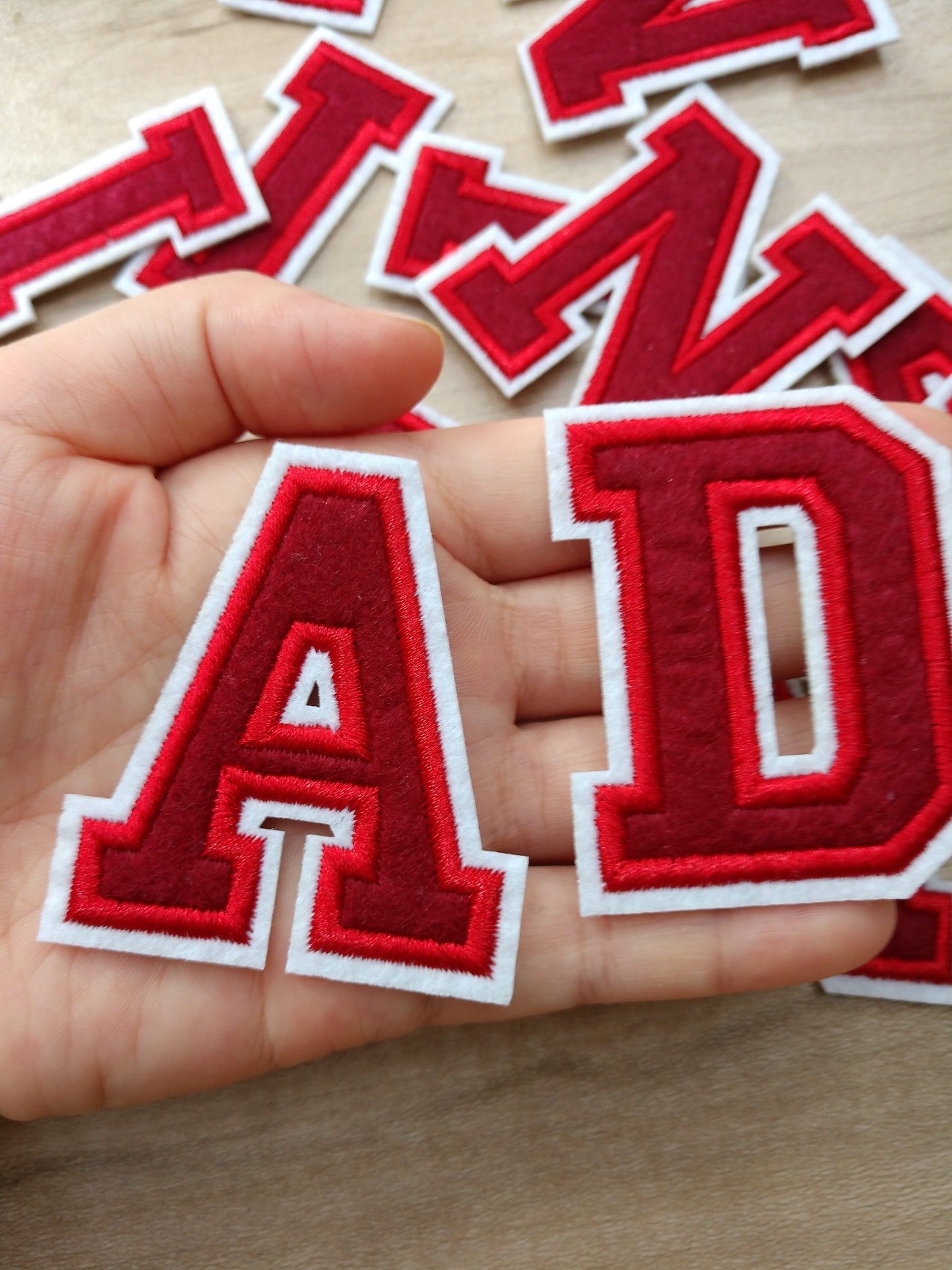 Dark Red Embroidered Iron on Letters Applique Patch,iron on Name