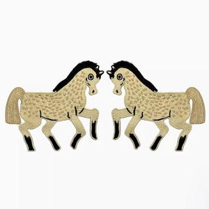 A Pair of Horse Sequined Applique Patch,Paillette Patch,Sequins Horse Patch Supplies for Coat,T-Shirt,Costume Decoration Appliques Patches