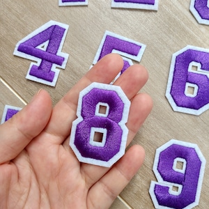 Purple Embroidered iron on Numbers Applique Patch,Iron On Numerals Patch for T-Shirt or Coat,Decoration Embroidery iron on Patches