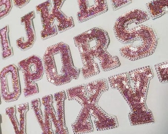 Roze of zilveren letters met lovertjes opstrijkbare appliqué, pailletten borduurletter patch benodigdheden voor jas, decoratieve T-shirt opstrijkpatches