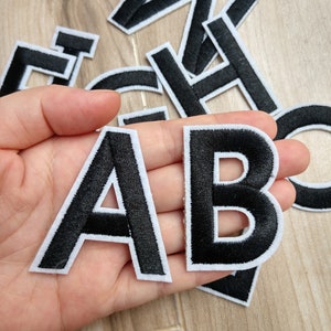 Black Embroidered iron on Letters Applique Patch,Iron On Name Letters Patch for T-Shirt or Coat,Decoration Embroidery iron on Patches