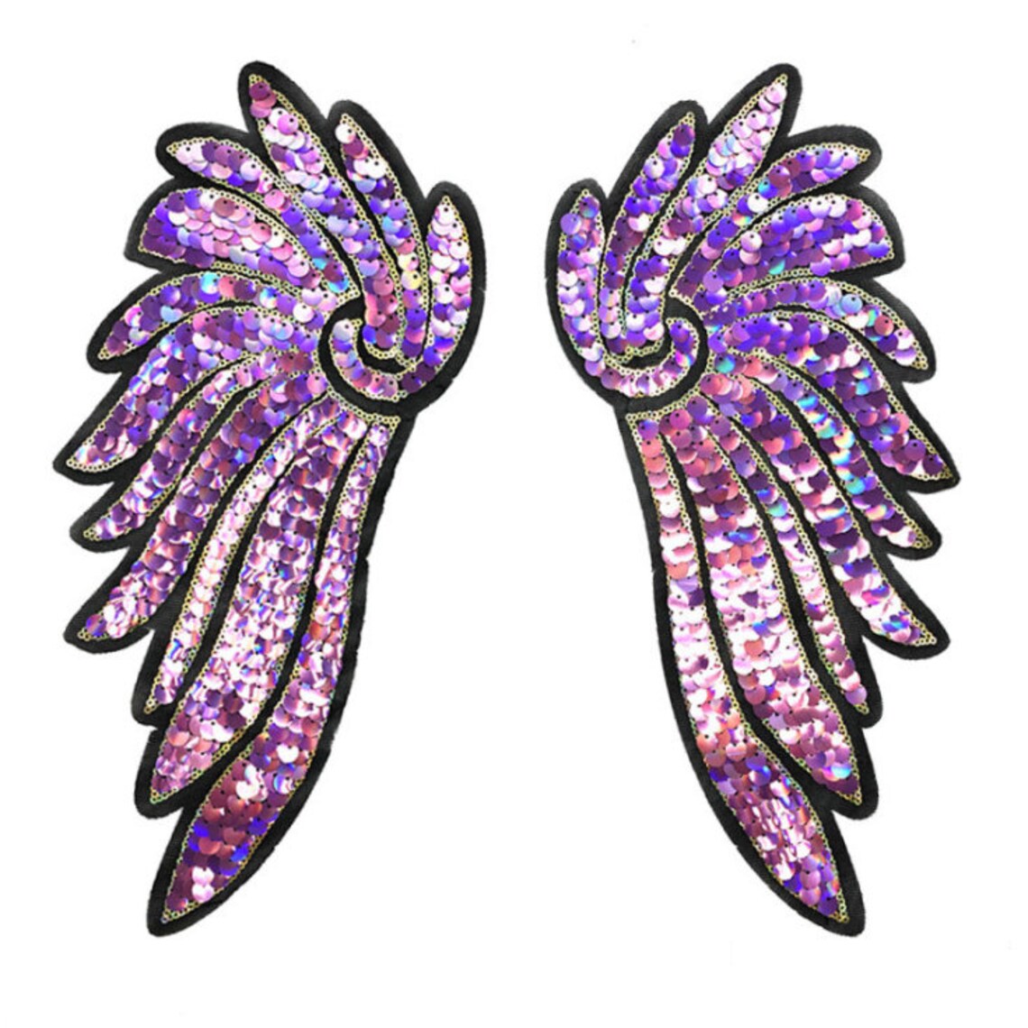A Pair of Wing Sequined Applique PatchSequins Wings Patch Etsy