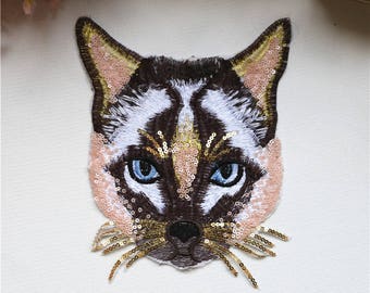 Fox Sequined Applique Patches,Paillette Patch,Sequins Fox Head Patch Supplies for Coat,T-Shirt,Costume Decorative Appliques Patches