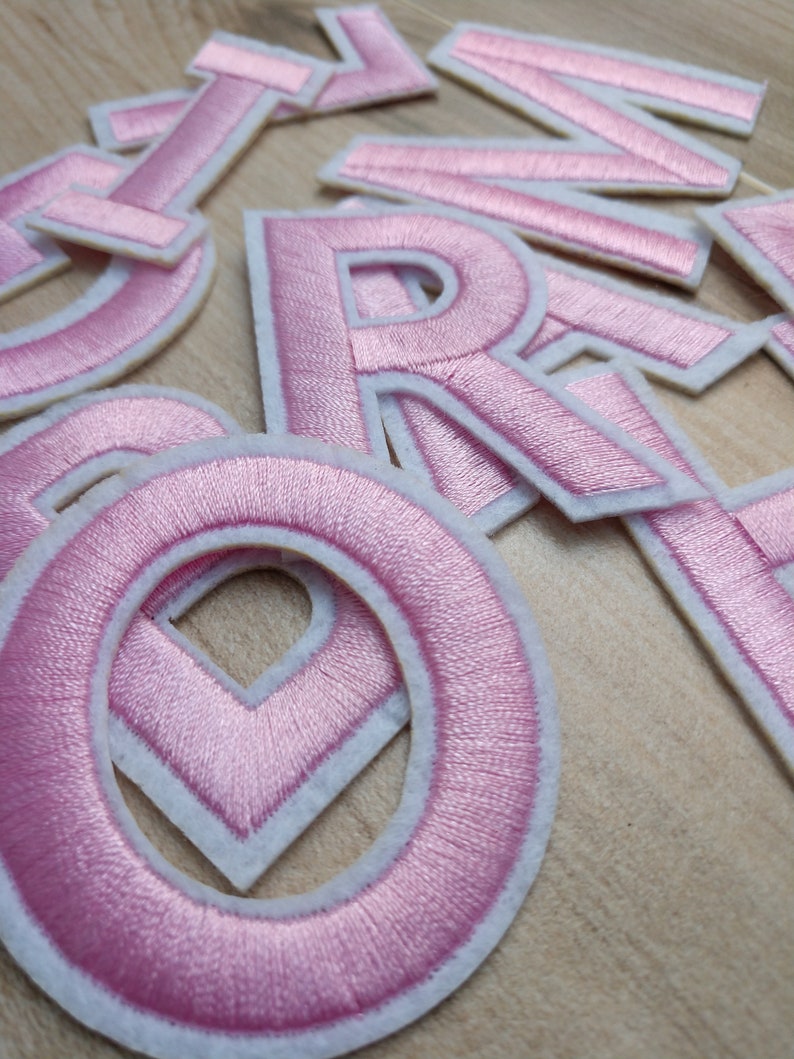Pink Embroidered Iron on Letters Applique Patchiron on Name Etsy New