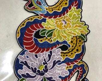 Large Snake Embroidered Applique Patch,Embroidery Flower Snake Patch for Coat,T-Shirt or Jeans Decorative Embroidery Appliques Patches