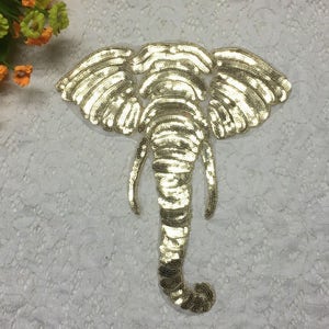 Golden Elephant Sequined Applique Patch,Paillette Patch,Sequins Animal Patch Supplies for Coat,T-Shirt,Costume Decorative Patches