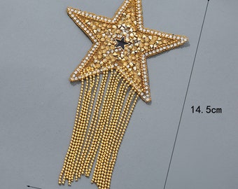 Delicate Embroidery Diamond Star Sequined Applique Patch,Rhinestone Star Patch Supplies for Coat,T-Shirt,Costume Decorative Applique Patch