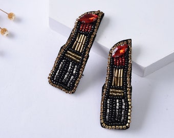 2 pezzi di toppa con ricamo a forma di rossetto e paillettes, toppa con perline per rossetto, forniture per cappotti, magliette, toppe decorative per costumi