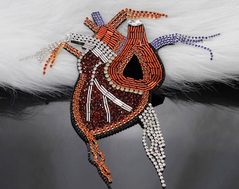 Delicate Heart Embroidery Beaded Applique Patch,Rhinestone Heart Patch Supplies for Coat,T-Shirt,Costume Decorative Applique Patches
