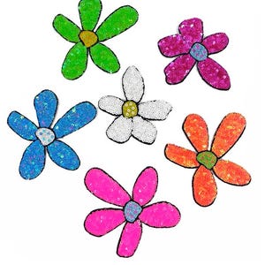 6 parches de flores de colores para planchar, parches de lentejuelas, parches de flores con lentejuelas para ropa o vestidos.