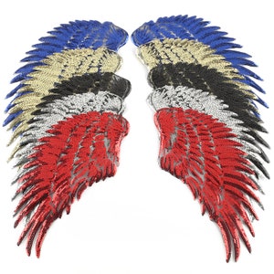 A Pair of Wing Sequined Iron on Applique Patch,Sequins Wings Patch Supplies for Coat,T-Shirt,Costume Decoration Appliques Patches (5 colors)