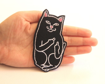 Black Cat Embroidery Iron On Applique Patch,Embroideried Cat Patch Supplies for Coat,T-Shirt,Jeans,Decorative Iron on Patches