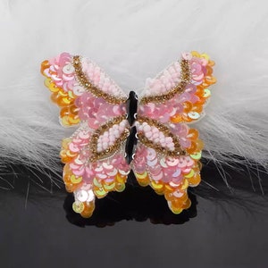 Butterfly Embroidery Beaded Applique Patch,Sequins Butterfly Patch Supplies for Coat,T-Shirt,Costume Decorative Applique Patches
