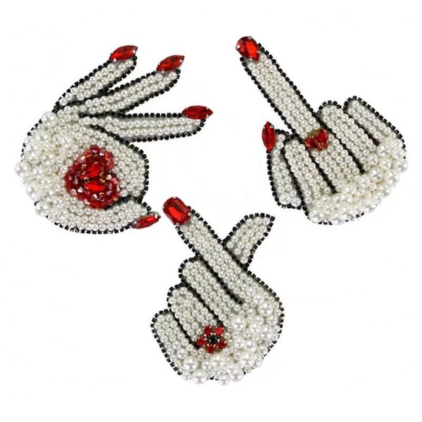 Broderie délicate Perlée Main Applique Patch, Strass Perle Hand Patch Fournitures pour Manteau, T-Shirt, Costume Décoratif Appliques Patch