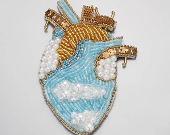 Delicate Heart Embroidery Beaded Applique Patch,Rhinestone Heart Patch Supplies for Coat,T-Shirt,Costume Decorative Applique Patches