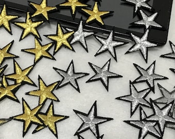 10 Pieces of Gold or Silver Stars Embroidered Applique Patch, Embroidery Stars Patches for Clothing or Dress,Decorative Embroidery Patches